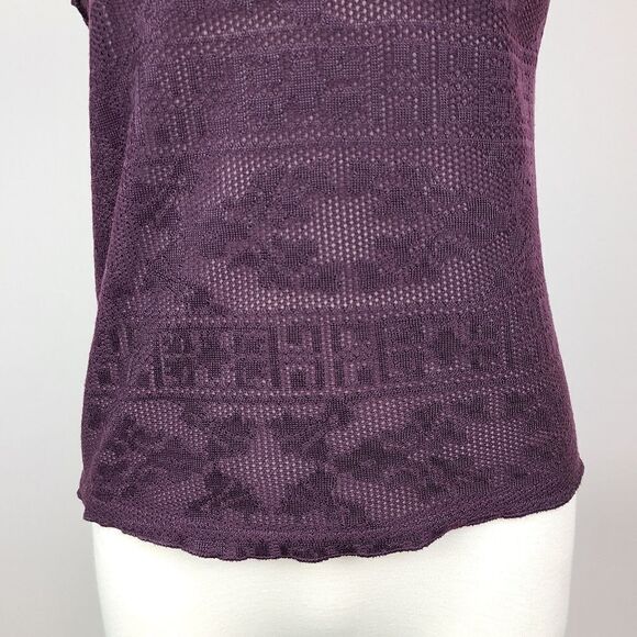 Topshop Petite Wine Red Purple Lace Print Semi Sheer Tank Top Size 6 Petite - Picture 4 of 16
